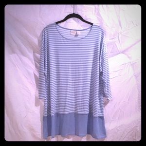 Blue and white tunic top. NWT